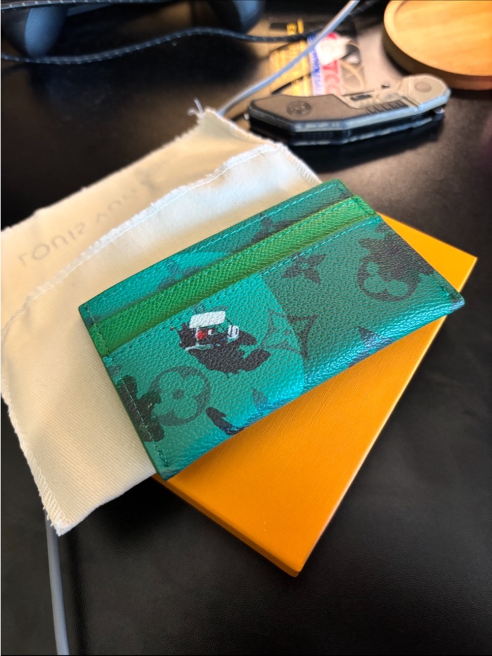 Louis Vuitton Teal and Green Monogram Card Holder - Picture 2 of 2
